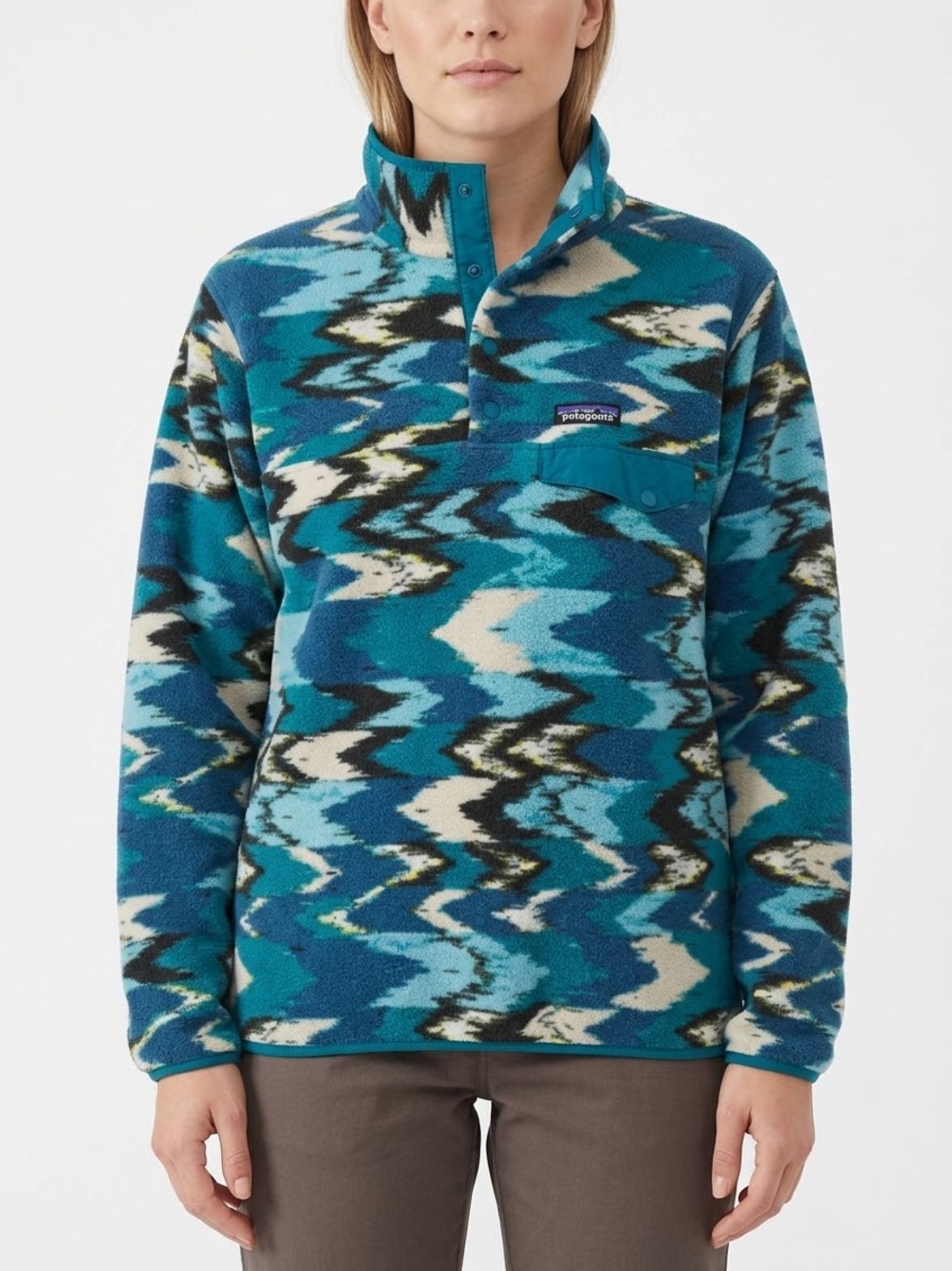 Patagonia Synchilla Snap-T Fleece Women M Laughing Waters Filter Blue